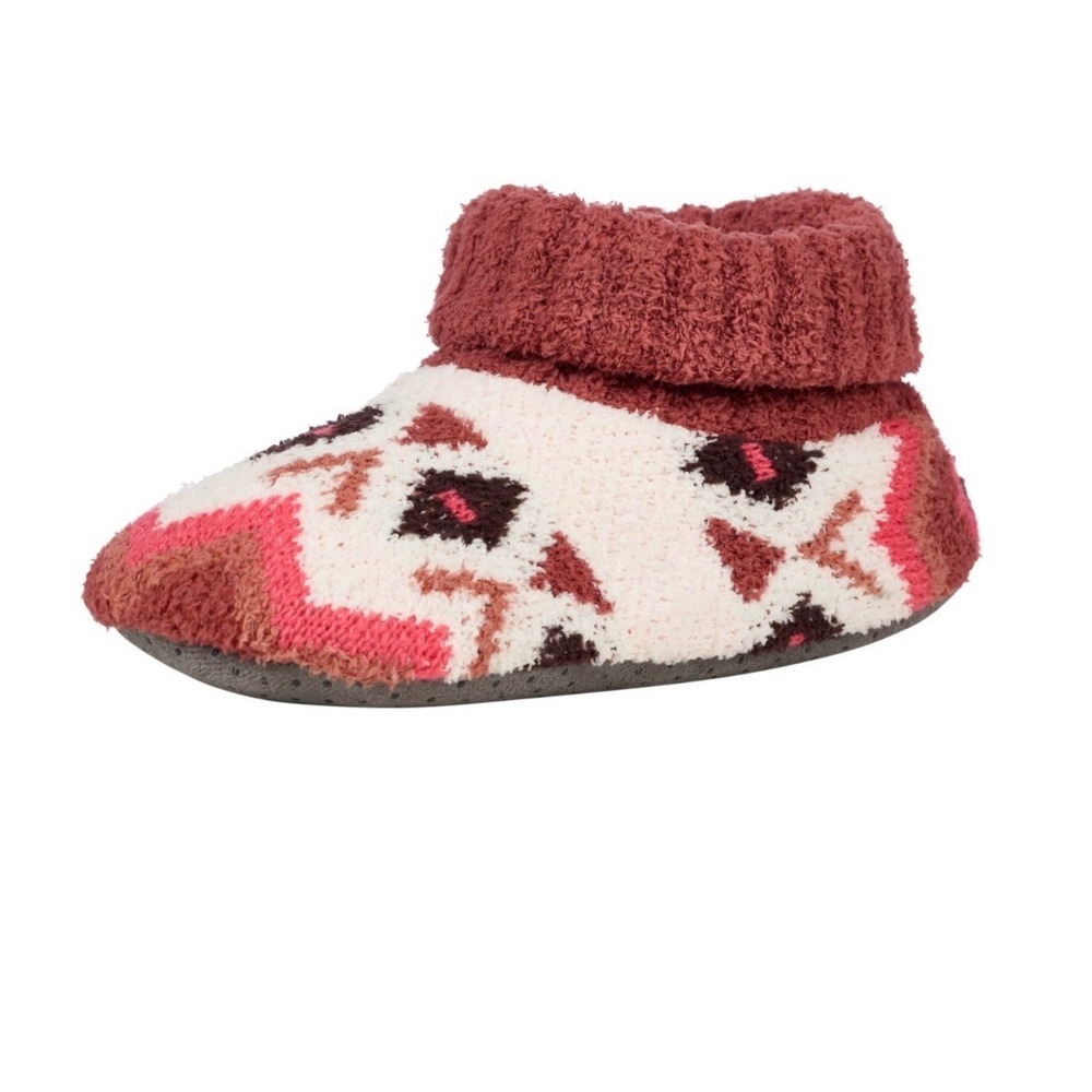 Northeast Outfitters Womens Cozy Cabin Slippers Diamond Print Red Cream Sz S/M